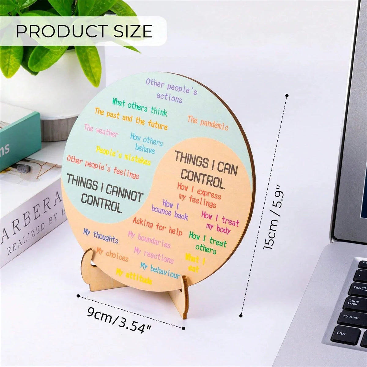 Feelings Wheel Therapy Office Desk Decor - Double Sided Mental Health Office Emotions Chart with Stand, Therapist Gifts for Home