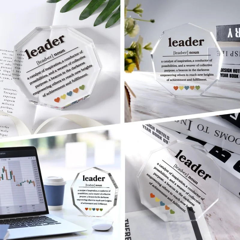 1pc, Heartfelt Gifts To Leader for Boss' Day- Polygonal Acrylic Plaque, Thank You Gift, Employee Appreciation Gift, Boss Gift