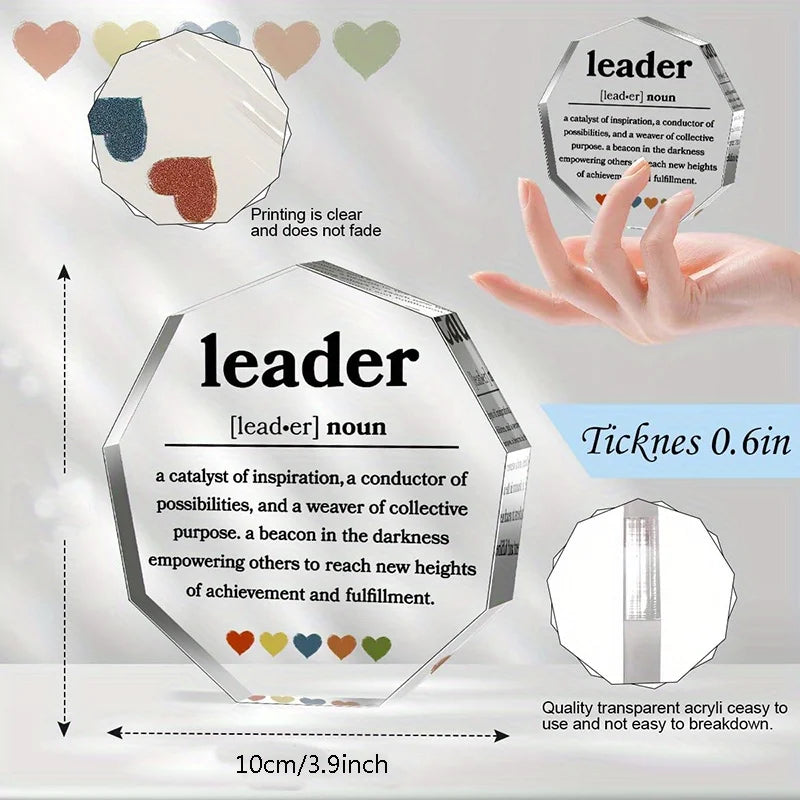 1pc, Heartfelt Gifts To Leader for Boss' Day- Polygonal Acrylic Plaque, Thank You Gift, Employee Appreciation Gift, Boss Gift