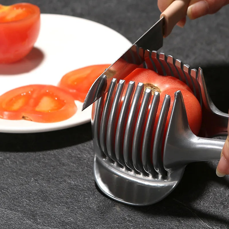 Stainless Steel Kitchen Handheld Orange Lemon Slicer Tomato Cutting Clip Fruit Slicer Onion Slicer KitchenItem Cutter Accessorie