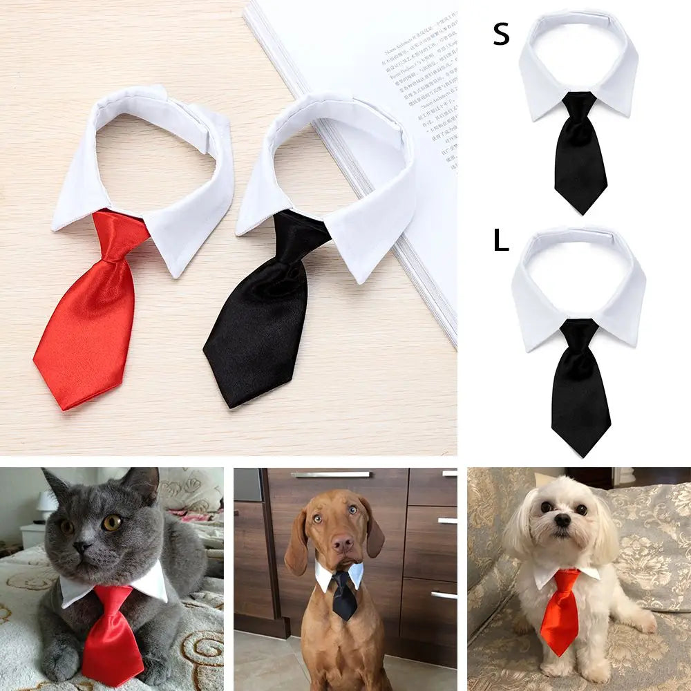 Pet Dog Cat Formal Necktie Tuxedo Bow Tie Black and Red Collar for Dog & Cat Pet Accessories for Wedding Holiday and Party Gift