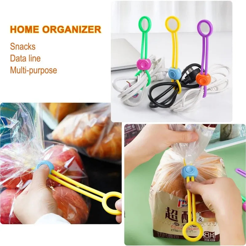 Food Bag Sealing Clip Adjustable Freshness Sealing Clips Multifunctional Sealing Rope Portable Cable Organiser Kitchen Gadgets