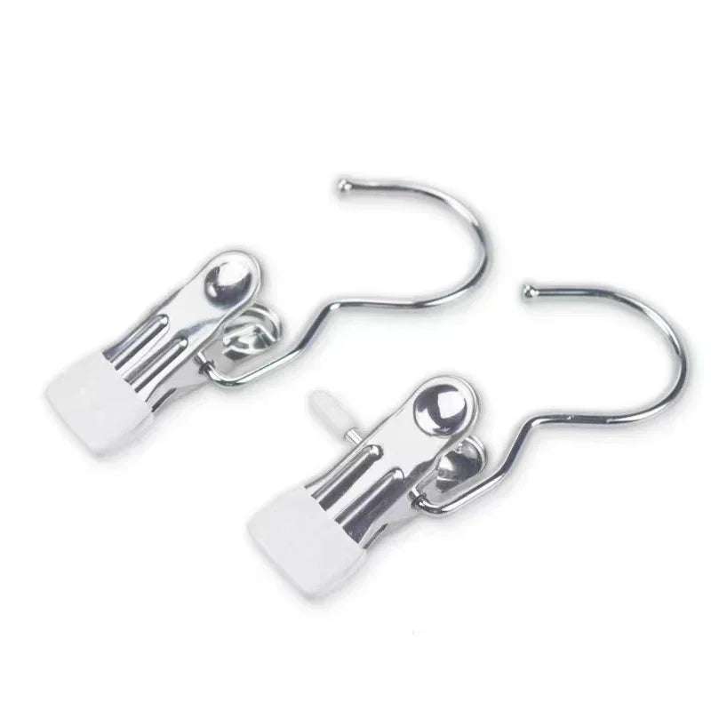 10pcs Double Adhesive Multifunctional Stainless Steel Pants Clip With Hooks For Home Storage And Clothes Drying