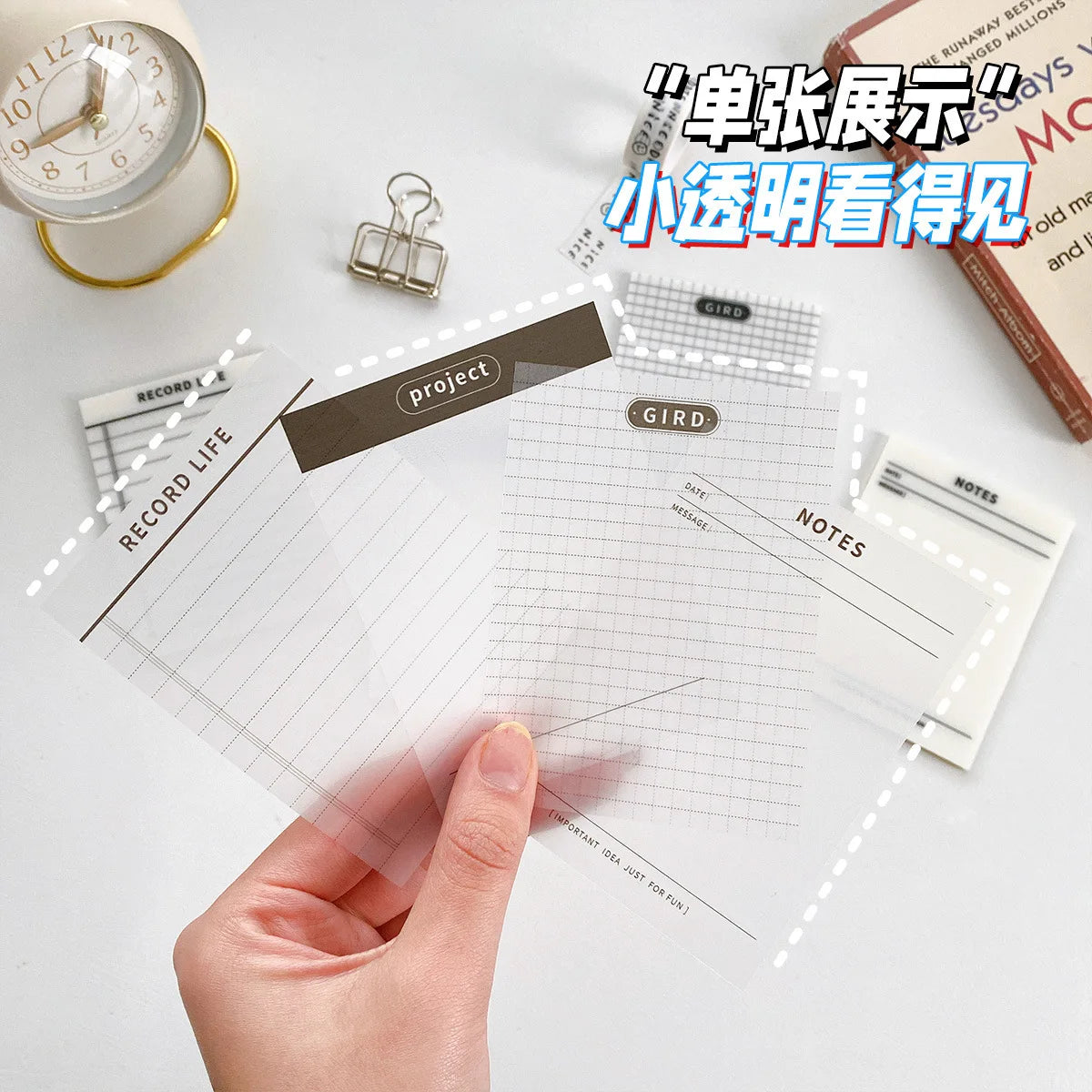 50 Sheets Transparent Waterproof Sticky Note Pads