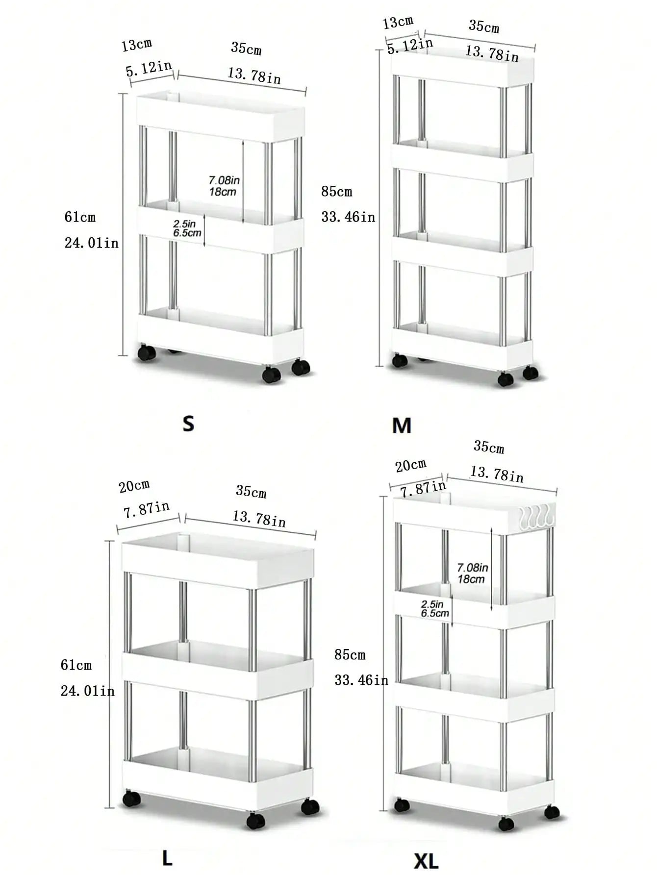 3/4 Tier Rolling Utility Cart