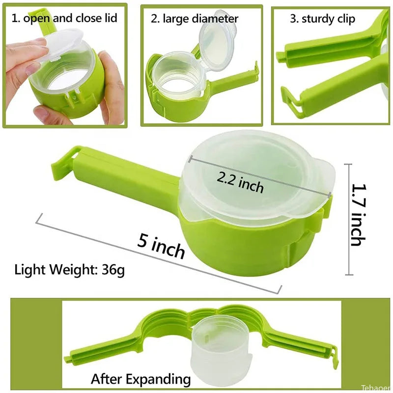 Snack Sealing Clip Fresh Keeping Sealer Clamp Plastic Food Saver Travel Kitchen Gadgets Seal Pour Food Storage Bag Cap Clip