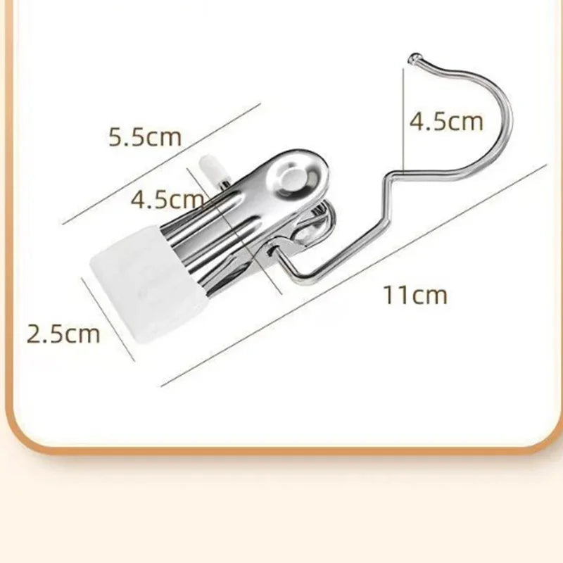 10pcs Double Adhesive Multifunctional Stainless Steel Pants Clip With Hooks For Home Storage And Clothes Drying