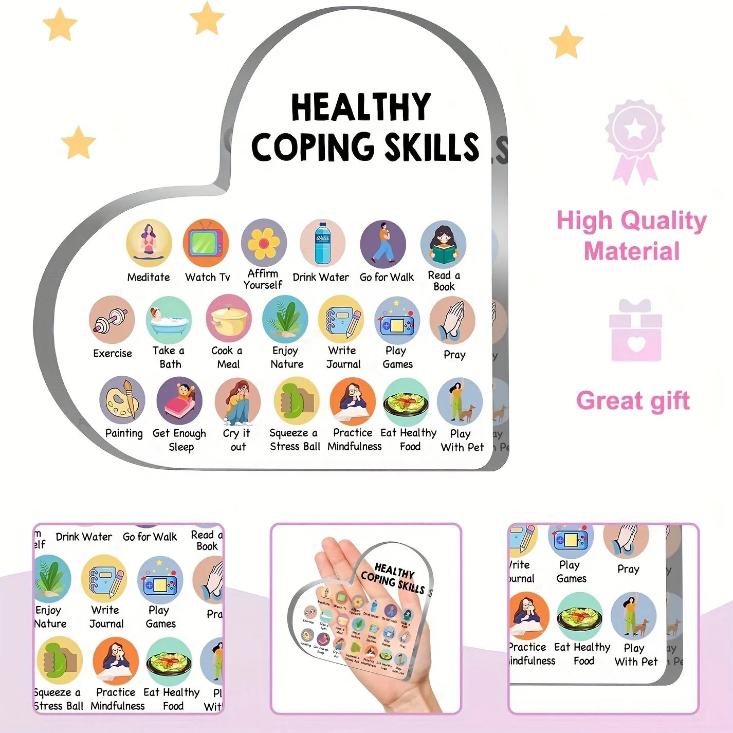 1pc Therapy Office Decor, Mental Health Healthy Coping Anxiety Skills Decorations for Classroom School Counseling